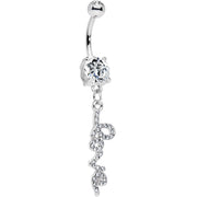 Clear Gem Studded Love Cursive Text Dangle Belly Ring