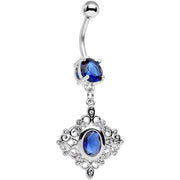 Blue CZ Gem Elegant Beauty Diamond Dangle Belly Ring