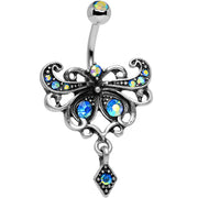 Aqua Aurora Antique Finish Steel Maharani Butterfly Belly Ring