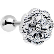 16G 1/4 Clear Gem Steel Mandala Flower Tragus Cartilage Earring