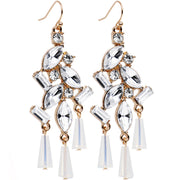 Clear Gold Tone Embellished Chandelier Fish Hook Drop Earrings