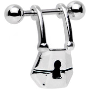 14G 7/16 Steel Barbell Padlock Dangle Cartilage Earring