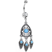 Clear Gem Faux Turquoise Dreamcatcher Chandelier Belly Ring