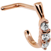 18G Clear Gem Rose Gold PVD Faux Hoop L Shaped Nose Ring