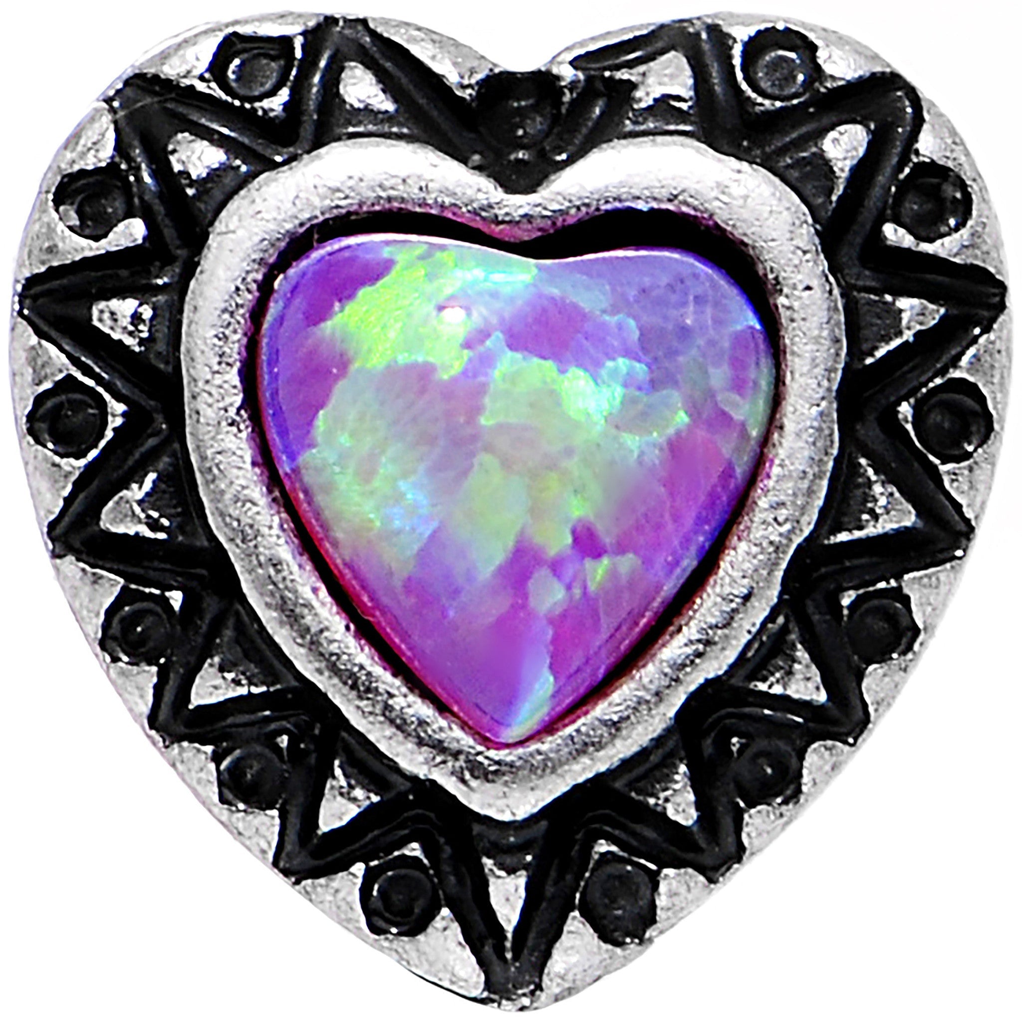 16G 1/4 Pink Faux Opal Frame Heart Tragus Cartilage Earring