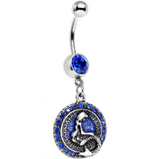 Royal Blue Gem Mythical Mermaid Dangle Belly Ring