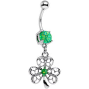 Green Faux Opal Shake Your Shamrock Dangle Belly Ring