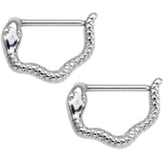 14G 9/16 Stainless Steel Slithering Snake Nipple Clicker Set
