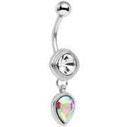 Clear Aurora CZ Gem Simpe Sass Dangle Belly Ring