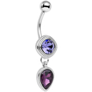 Violet Plum Purple CZ Gem Simpe Sass Dangle Belly Ring