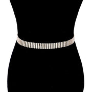 6 Row Crystal Embellished Rhinestone Pave Chain Belt Glamorous Rhinestone Belt