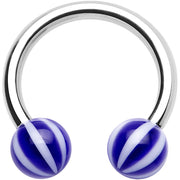 14G 7/16 Indigo Blue White Acrylic Horseshoe Circular Barbell