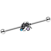 14G Pink Green Blue Faux Opal Octopus Industrial Barbell 38mm