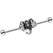 14G Pink Faux Opal Elegant Elephant Head Industrial Barbell 36mm