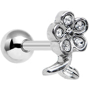 16G 1/4 Clear Gem Petal Flower Left Ear Cartilage Earring