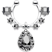 Black Gem Silhouette Dangle Clip On Septum