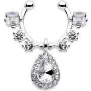 Clear Gem Silhouette Dangle Clip On Septum