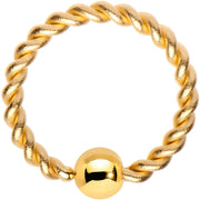 16G 5/16 Gold Tone IP Seriously Twisted BCR Captive Ring
