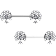9/16 Clear Gem Trio Fruit Tree Barbell Nipple Ring Set