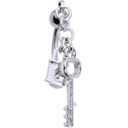Lockdown Pad Lock and Bit Key Reversible Top Mount Dangle Belly Ring