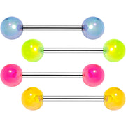 Multi Color Translucent Blast Ball Barbell Tongue Ring Set of 4