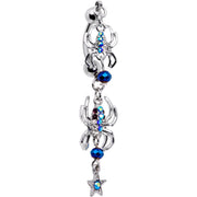 Blue Gem Spider String Reversible Top Mount Dangle Belly Ring