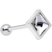 Clear Gem Rhombus Barbell Tongue Ring