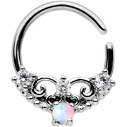 16G 5/16 White Synthetic Opal Ornate Tiara Seamless Circular Ring