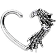 Clear CZ Gem Skeletal Hands Left Daith Cartilage Tragus Earring