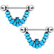 9/16 Southwestern Blue Chip Dangle Barbell Nipple Ring Set