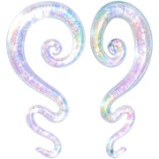 White Glass Shimmer Zig Zag Spiral Taper Set 5mm to 8mm