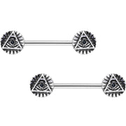 9/16 Eye of the Pyramid Barbell Nipple Ring Set