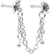 20G 1/4 Autumn Fall Leaves Chain Dangle Double Nose Bone