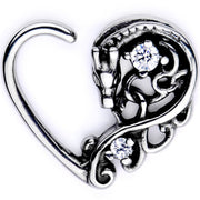16G 3/8 Clear CZ Gem Dragon Den Left Heart Closure Ring