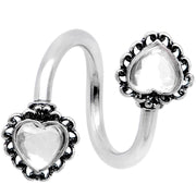 Clear Gem Hearts on Hearts Spiral Twister Belly Ring