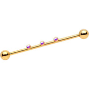 14G Aurora Gem Gold IP Triplet Industrial Barbell 35mm