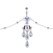 Aqua Gem Dancing Queen Chandelier Dangle Belly Ring Belly Chain