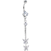 Clear Gem Bye Bye Spring Chain Butterfly Dangle Belly Ring