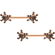 14G 9/16 Rose Gold Tone Summer Sunshine Barbell Nipple Ring Set