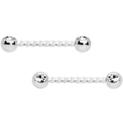 14G 5/8 Clear Gem Twisted Barbell Nipple Ring Set