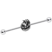 14G Spooky Smiling Jack O Lantern Industrial Barbell 38mm