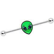 14G Hypnotic Eye Green Alien Industrial Barbell 38mm
