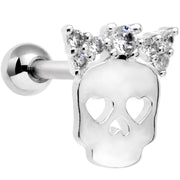 16G 5/16 Clear Gem Halloween Skull Bow Cartilage Tragus Earring