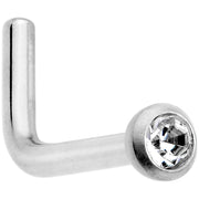 18G Grade 23 Titanium Press Fit CZ Micro Ball L Shaped Nose Ring