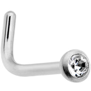 20G G23 Titanium Press Fit Clear CZ Micro Ball L Shaped Nose Ring