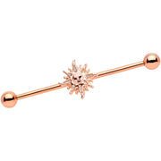 14G Rose Gold Tone Happy Sun Industrial Barbell 38mm