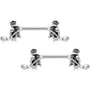 14G 9/16 Hamsa Hand Flower Barbell Nipple Ring Set