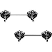 14G 9/16 Inspired By The Wild Elephant Barbell Nipple Ring Set
