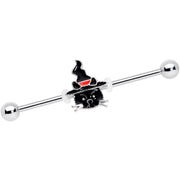 14G Halloween Witch Way Black Cat Barbell Industrial 38mm