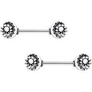 14G 9/16 Crescent Moon and Sun Barbell Nipple Ring Set